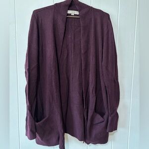 LOFT Dark Purple Open-Front Cardigan Size Large